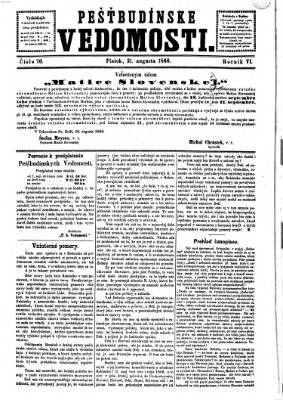 Pešťkbudínske vedomosti Freitag 31. August 1866