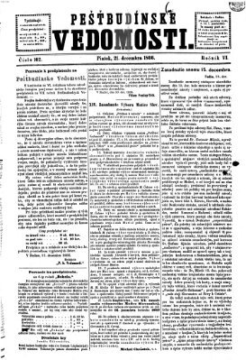 Pešťkbudínske vedomosti Freitag 21. Dezember 1866