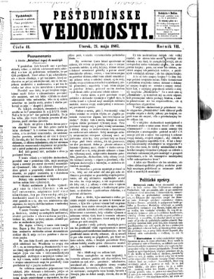 Pešťkbudínske vedomosti Dienstag 21. Mai 1867