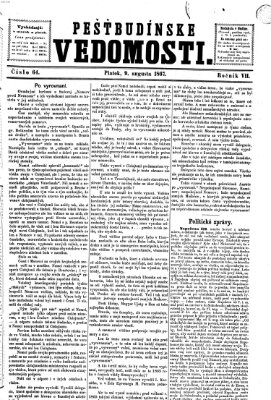 Pešťkbudínske vedomosti Freitag 9. August 1867