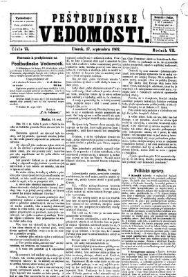 Pešťkbudínske vedomosti Dienstag 17. September 1867
