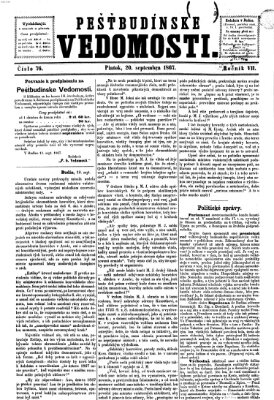 Pešťkbudínske vedomosti Freitag 20. September 1867