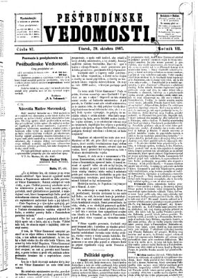 Pešťkbudínske vedomosti Dienstag 29. Oktober 1867