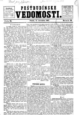 Pešťkbudínske vedomosti Freitag 15. November 1867