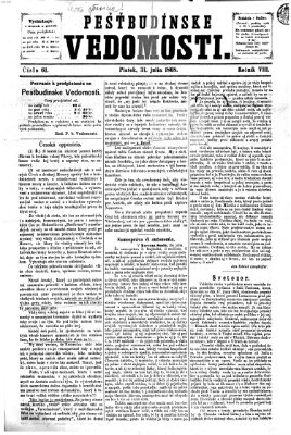 Pešťkbudínske vedomosti Freitag 31. Juli 1868