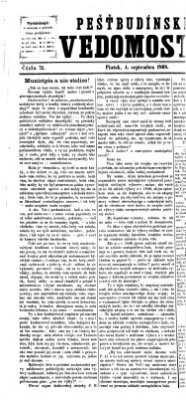 Pešťkbudínske vedomosti Freitag 4. September 1868