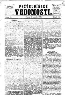 Pešťkbudínske vedomosti Dienstag 17. November 1868