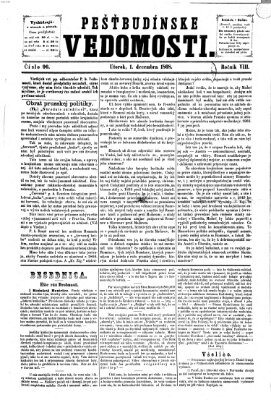 Pešťkbudínske vedomosti Dienstag 1. Dezember 1868