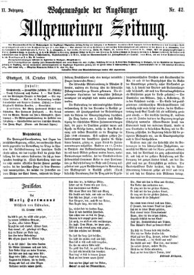 Augsburger allgemeine Zeitung Freitag 16. Oktober 1868