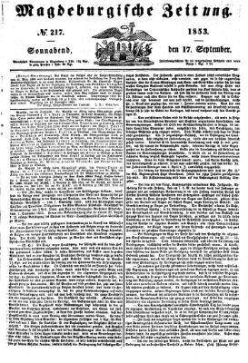 Magdeburgische Zeitung Samstag 17. September 1853