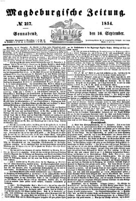 Magdeburgische Zeitung Samstag 16. September 1854
