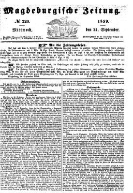 Magdeburgische Zeitung Mittwoch 21. September 1859