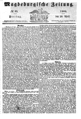Magdeburgische Zeitung Freitag 20. April 1860