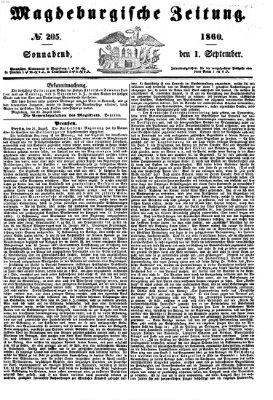 Magdeburgische Zeitung Samstag 1. September 1860