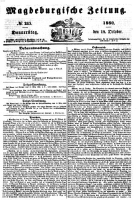 Magdeburgische Zeitung Donnerstag 18. Oktober 1860