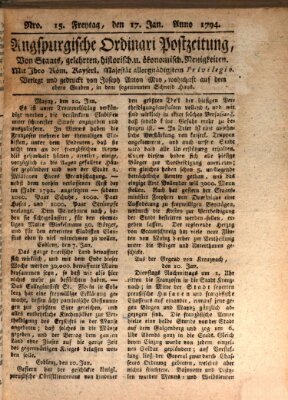 Augsburgische Ordinari Postzeitung von Staats-, gelehrten, historisch- u. ökonomischen Neuigkeiten (Augsburger Postzeitung) Freitag 17. Januar 1794