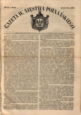 Gazeta Wielkiego Xięstwa Poznańskiego Mittwoch 21. März 1849