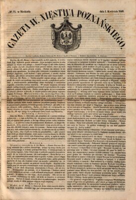 Gazeta Wielkiego Xięstwa Poznańskiego Sonntag 1. April 1849