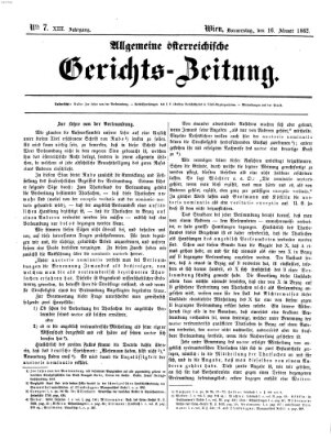 Allgemeine österreichische Gerichts-Zeitung Donnerstag 16. Januar 1862