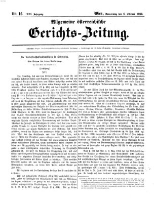 Allgemeine österreichische Gerichts-Zeitung Donnerstag 6. Februar 1862