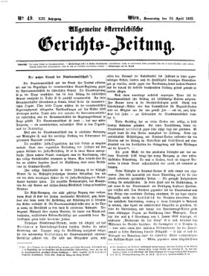 Allgemeine österreichische Gerichts-Zeitung Donnerstag 24. April 1862