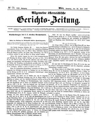 Allgemeine österreichische Gerichts-Zeitung Samstag 14. Juni 1862