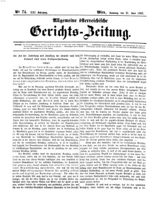 Allgemeine österreichische Gerichts-Zeitung Samstag 21. Juni 1862