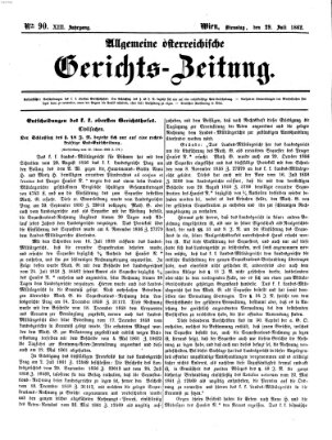 Allgemeine österreichische Gerichts-Zeitung Dienstag 29. Juli 1862