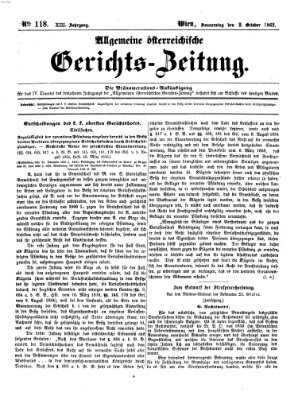 Allgemeine österreichische Gerichts-Zeitung Donnerstag 2. Oktober 1862