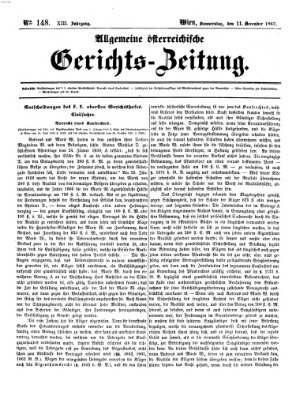 Allgemeine österreichische Gerichts-Zeitung Donnerstag 11. Dezember 1862