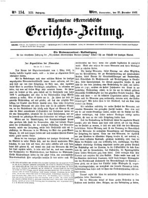 Allgemeine österreichische Gerichts-Zeitung Donnerstag 25. Dezember 1862