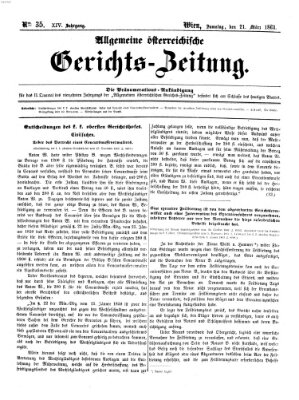 Allgemeine österreichische Gerichts-Zeitung Samstag 21. März 1863