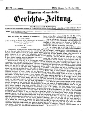 Allgemeine österreichische Gerichts-Zeitung Dienstag 16. Juni 1863