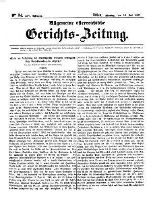Allgemeine österreichische Gerichts-Zeitung Dienstag 14. Juli 1863