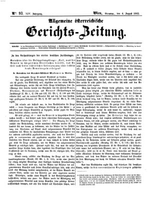 Allgemeine österreichische Gerichts-Zeitung Dienstag 4. August 1863
