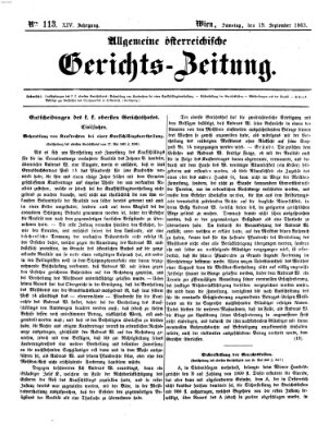 Allgemeine österreichische Gerichts-Zeitung Samstag 19. September 1863
