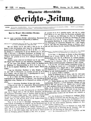 Allgemeine österreichische Gerichts-Zeitung Dienstag 13. Oktober 1863