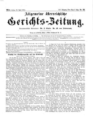 Allgemeine österreichische Gerichts-Zeitung Freitag 22. April 1864