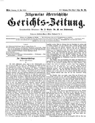 Allgemeine österreichische Gerichts-Zeitung Dienstag 10. Mai 1864