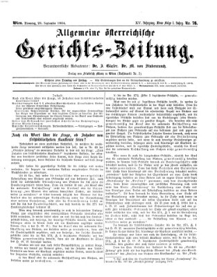 Allgemeine österreichische Gerichts-Zeitung Dienstag 20. September 1864