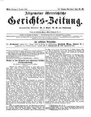 Allgemeine österreichische Gerichts-Zeitung Dienstag 6. Dezember 1864