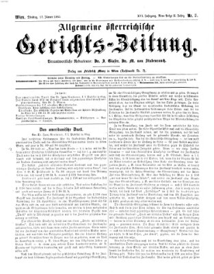 Allgemeine österreichische Gerichts-Zeitung Dienstag 17. Januar 1865