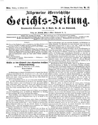 Allgemeine österreichische Gerichts-Zeitung Dienstag 14. Februar 1865