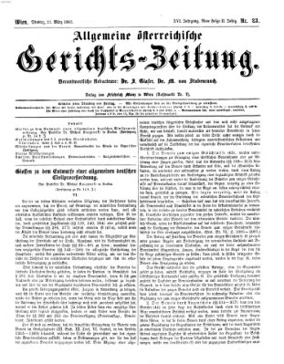 Allgemeine österreichische Gerichts-Zeitung Dienstag 21. März 1865