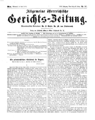 Allgemeine österreichische Gerichts-Zeitung Mittwoch 19. April 1865