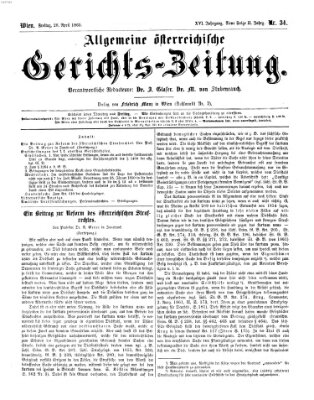 Allgemeine österreichische Gerichts-Zeitung Freitag 28. April 1865