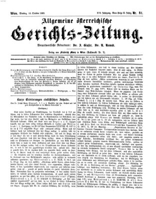 Allgemeine österreichische Gerichts-Zeitung Dienstag 10. Oktober 1865
