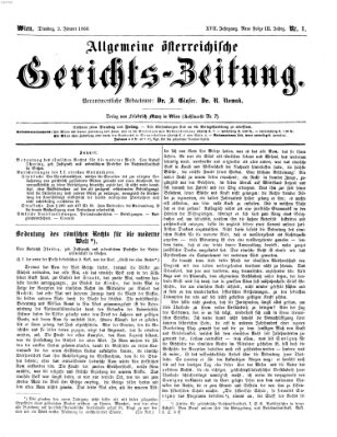 Allgemeine österreichische Gerichts-Zeitung Dienstag 2. Januar 1866
