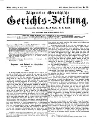 Allgemeine österreichische Gerichts-Zeitung Dienstag 20. März 1866