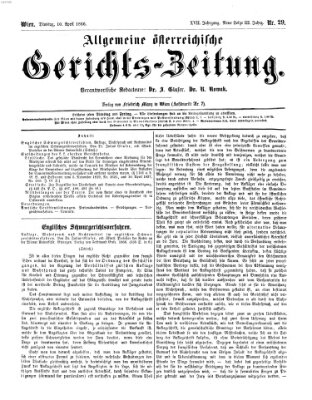 Allgemeine österreichische Gerichts-Zeitung Dienstag 10. April 1866